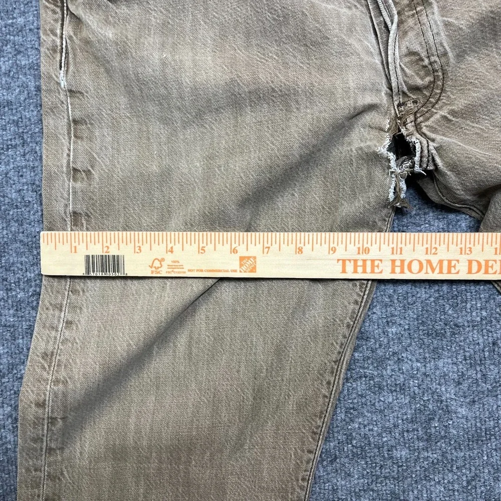 Levi's 501 Original Fit Straight Jeans Mens 34X29 Beige Denim Button Fly - Flaws